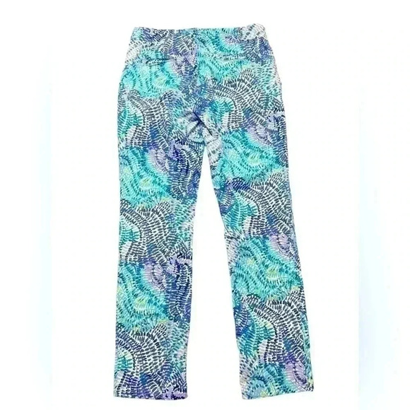 Lilly Pulitzer Shana Blue Current Fantasea Stretch Crop Pant Size 2 - Picture 4 of 7